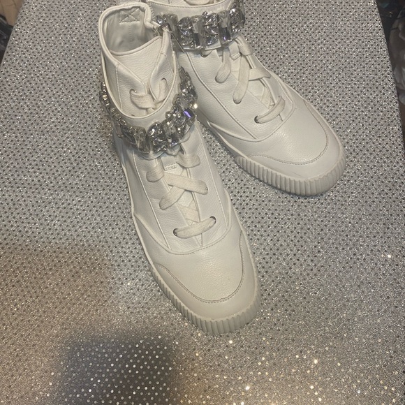 Karl Lagerfeld White Sneakers with Crystal Ankle Strap - Picture 6 of 9